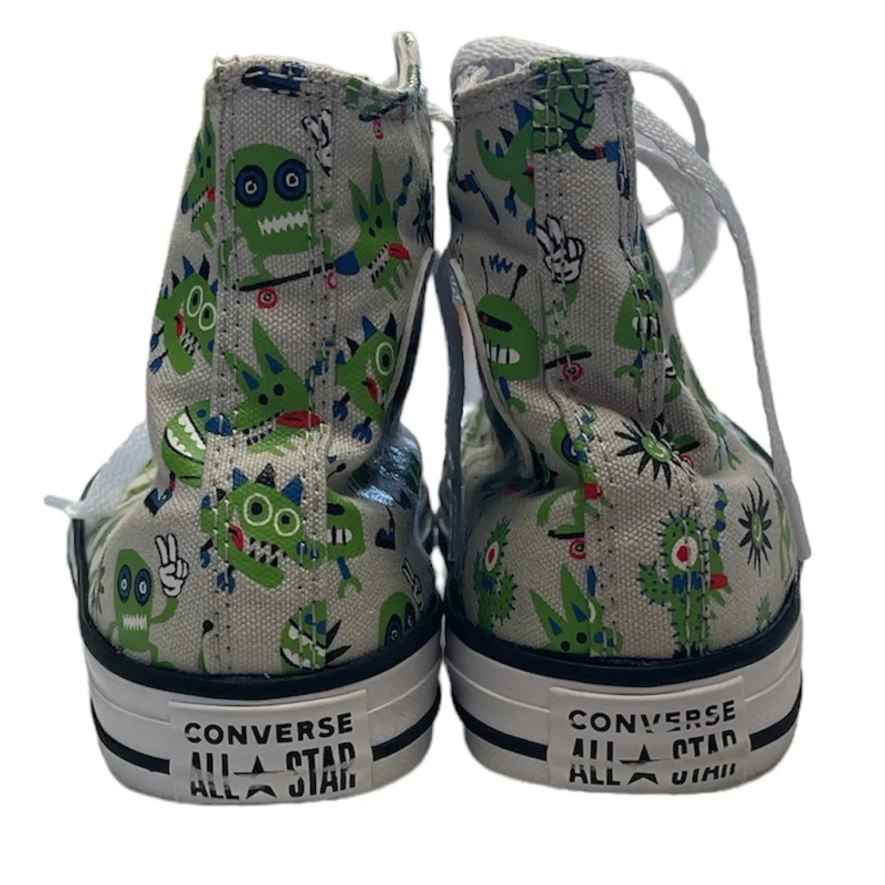 Gray Converse High-Tops With Green Monsters - Size 2 - Picture 5 of 7